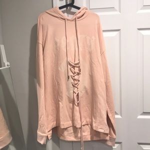 Puma Pink Lace-Front Graphic hoodie